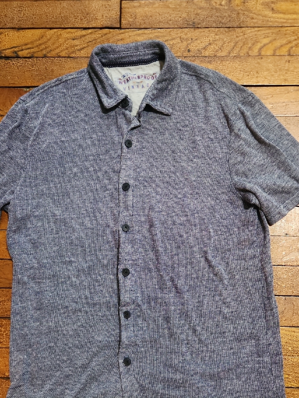 Weatherproof Heathered Charcoal Short Sleeve Button-Down Shirt